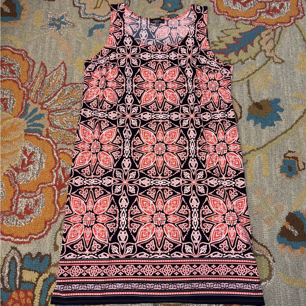 R&M Richards Black and Orange Floral Sheath Dress